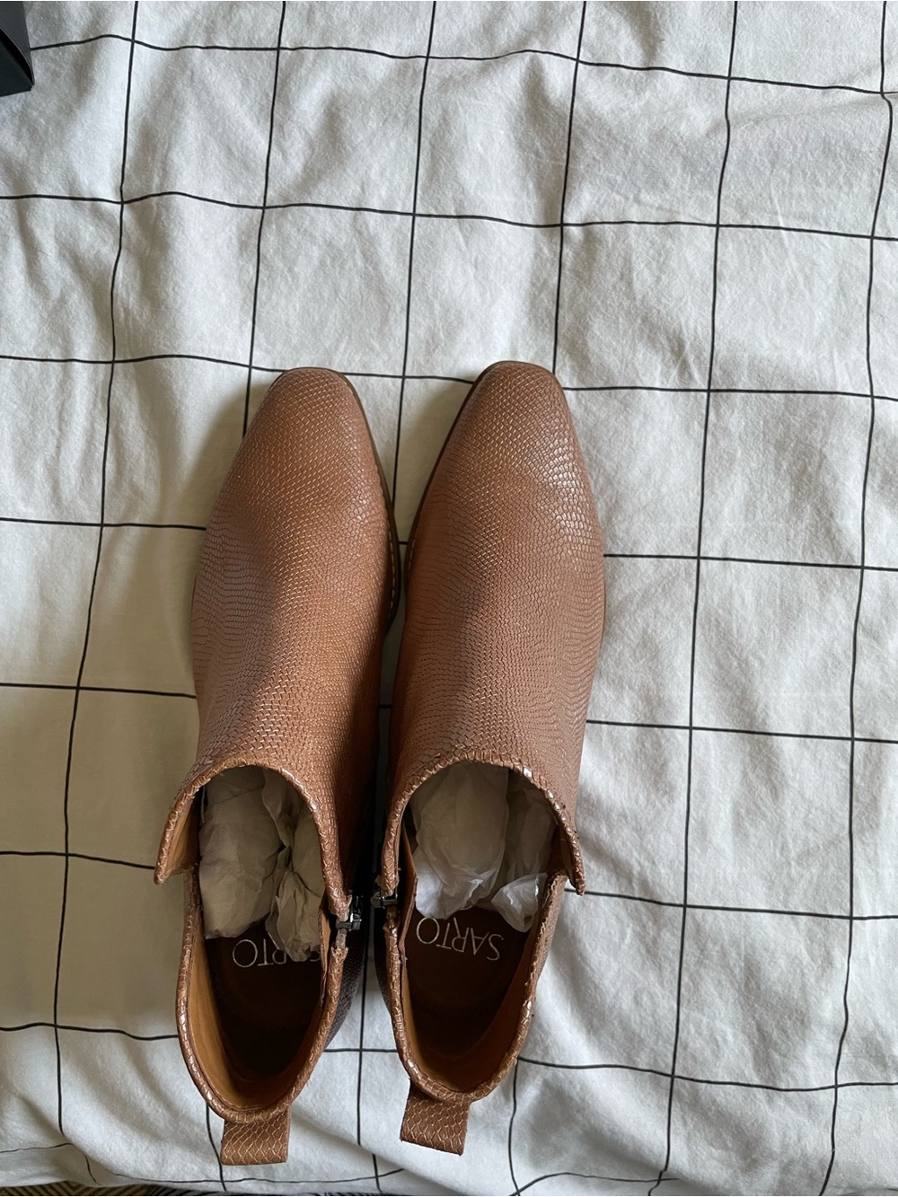 SARTO By Franco Sarto Textured Brown Ankle Booties